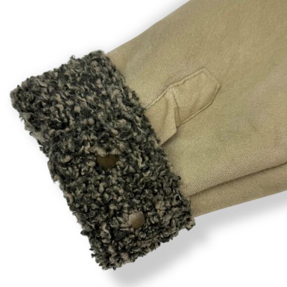 WOOLRICH khaki faux suede shearling winter coat - Picture 13 of 16